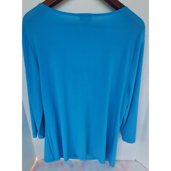 cdw Creative Design Works 90's Size 2X Sky Blue Cowl Neck Blouse 3/4 Sleeve Top - Picture 5 of 9